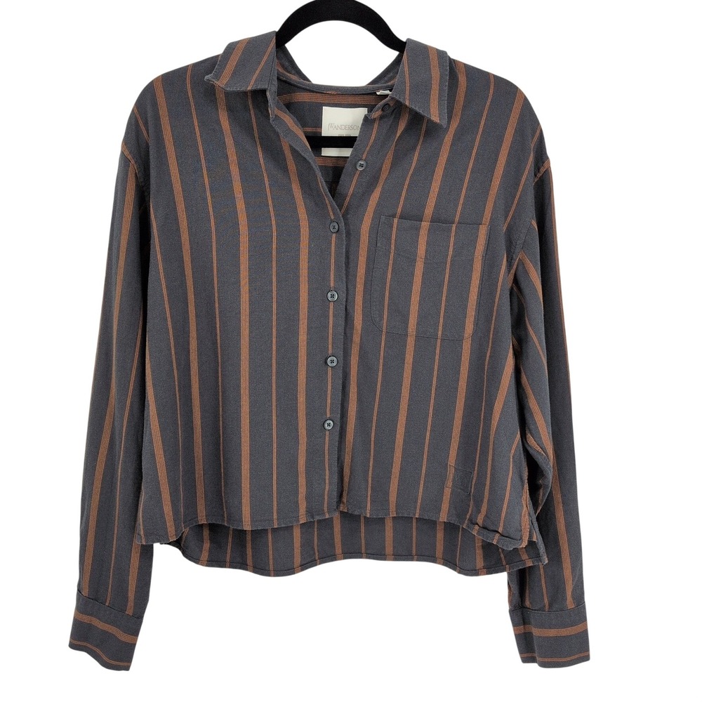 JW Anderson Uniqlo Button Up Shirt Striped Oxford Cropped Academia Preppy Medium